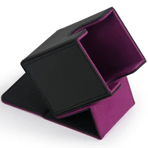 Card Deck Box Card Case Holds 100+ Sleeved Cards PU Leather Card Storage Box for TCG Game Trading Cards.