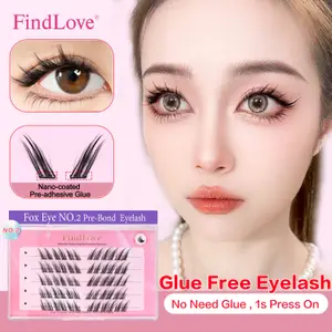 FindLove Bulu Mata Rubah Bulu Mata Palsu Pra Terpaku C Keriting 12Mm Bulu Mata Manga Dapat Digunakan Kembali Lembut Tanpa Lem Perlu Alat Rias Bulu Mata