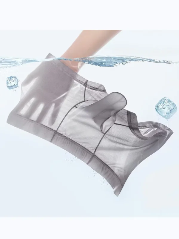 Cuecas boxer transparentes masculinas, roupa íntima sexy ultrafina, transparente, calcinhas de seda gelada, suave e brilhante, lingerie