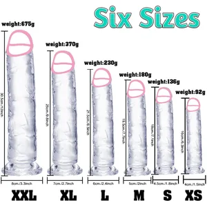 Transparent Big Dick 6 dimensiuni Realistic Jelly Dildo Masturbatoare vaginale moi Femei Penis Gay Jucării sexuale anale Ventuză