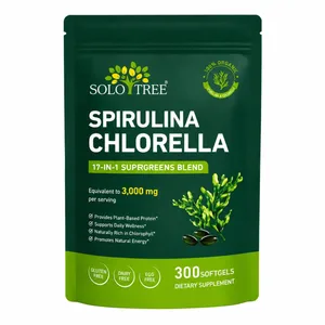 Solo Tree Spirulina Chlorella Softgels з органічними мікроводоростями Вітамін B6 B12 Баланс травлення та підтримка імунітету 300 капсул