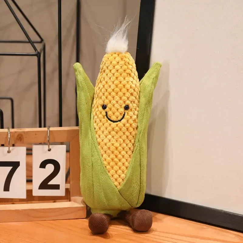 כרית קטיפה ירקות דמוי אדם ממולאים מחייכת תירס גזר בובת אספרגוס עם רגליים תפאורה אבזר מתנה