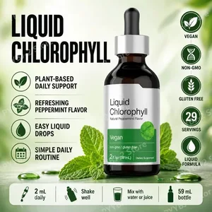 Chlorophyll Liquid Drops зі смаком м’яти 59 мл з трав’яним рослинним екстрактом Натуральна дієтична добавка з водою для споживання