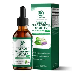 Lukaree 30ML Gotas Líquidas de Clorofila Suporta Limpeza Natural e Desodorante Interno Imune para Saúde da Pele e Intestino Vegano Sem Açúcar