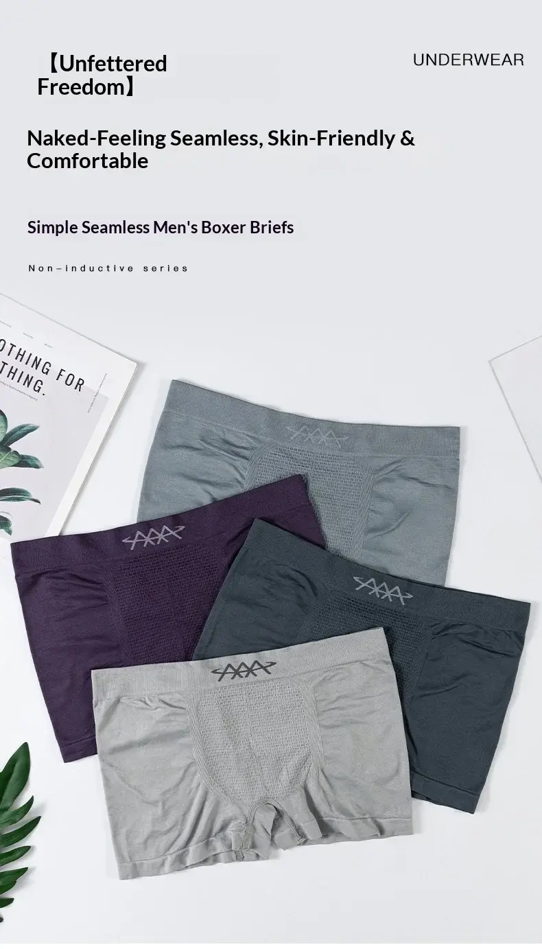 Boxer pour hommes, 1 pièce, sous-vêtements sans couture, caleçon très extensible, culotte respirante, Lingerie Slim et Sexy, caleçon ajusté