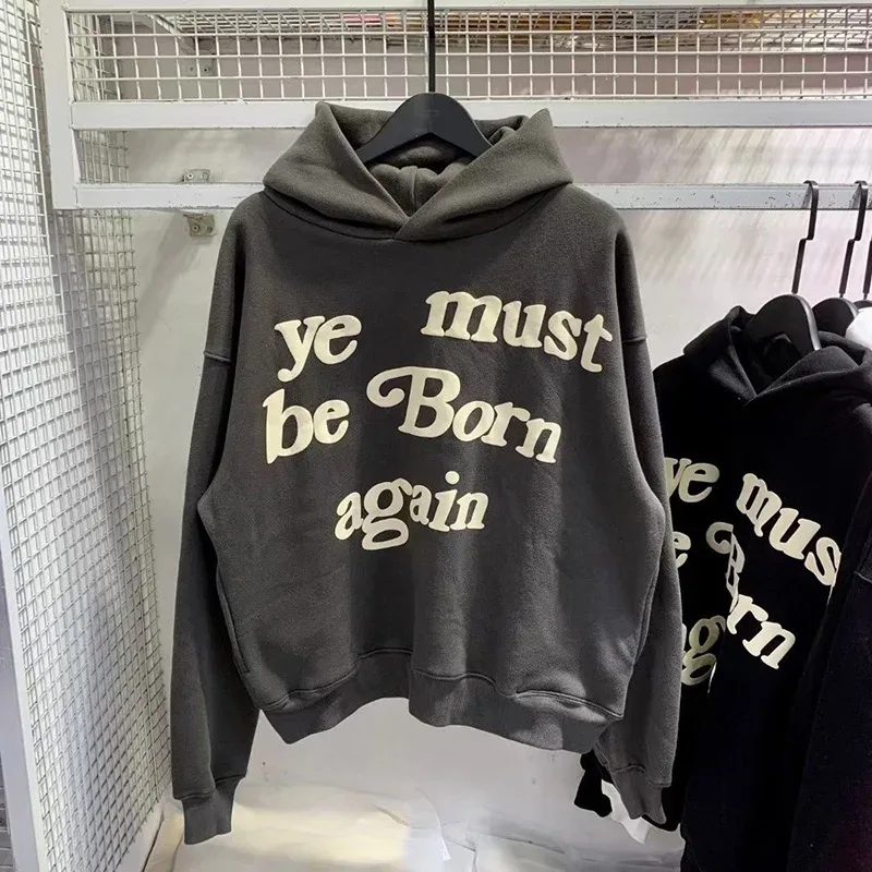 23FW Logo Busa Klasik Kamu Harus Dilahirkan Kembali Hoodie Pria Wanita Kualitas Terbaik Kebesaran Kanye West CPFM.XYZ Kaus Multiwarna
