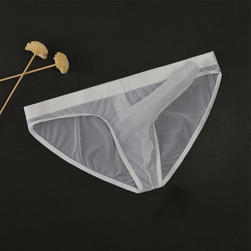 Herenondergoed Mesh Transparante Olifantneusslip Dunne lichtgewicht sneldrogende ademende onderbroek met lage taille
