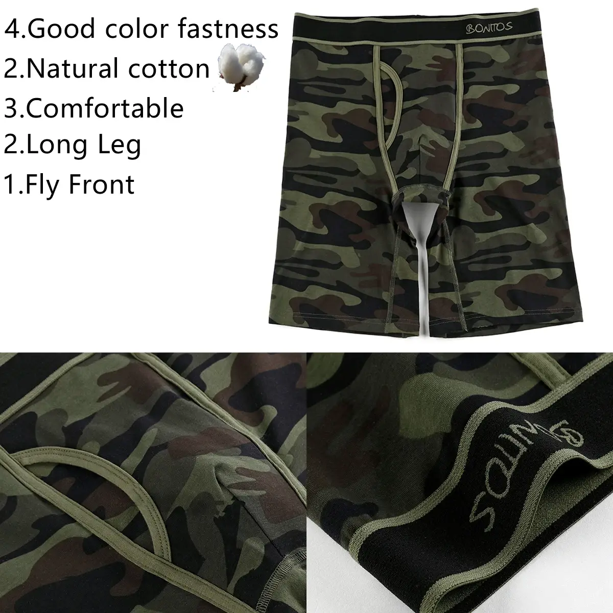 2pcs Pack Long Leg Boxer Shorts Hommes Culottes Kit Homme Slip Boxershorts Slip Sous-Vêtements pour Homme Coton Mâle Sexy Set Box Gym