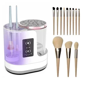 2026 NIEUWE Elektrische 3 IN 1 Make-up Borstel Cleaneing Machine Make-up Borstel Droger Draagbare Automatische USB Cosmetische Penselen Cleaner Tool