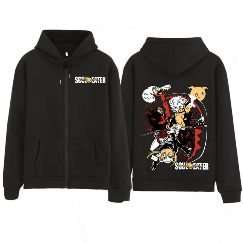 Anime Soul Eater MAKA ALBARN Zipper Hoodie Pakaian Wanita Lelaki Lucu Fesyen Pakaian Bersaiz Besar Pakaian Jalan Lengan Panjang Kasual