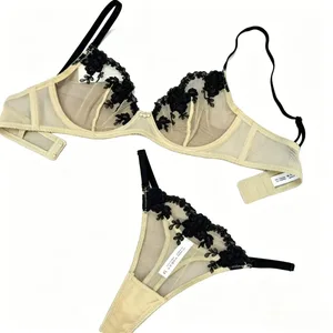 Nouveau Model Ensemble Soutien Gorge Culotte Dentelle Ultra jemné Brodée Dámské Push Up Sans Couture Pohodlné spodní prádlo Intime