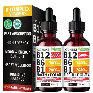 Vitamina b12 b6 b1 gotas líquidas absorção tripla gota líquida sublingual complexo b suplemento suporte nervos músculos noturnos