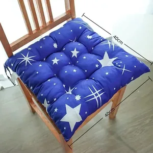 Square Soft Thick Padded Seat Cushion Non-slip Cute Cartoon Prints with Fixed Ties for Office Home Dining Chairs