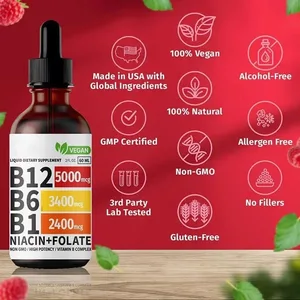 Вітамін B6 в краплях Комплекс B12 B1 Фолієва рідка добавка Підтримка травної системи Краплі Рідина Рідина з потрійним поглинанням