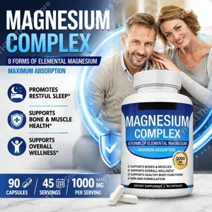 Magnesium Complex Kapsler 8 Former 1000mg Oxid Glycinate Malat Til Søvn Knogle Muskel & Wellness Support Voksen 90 Count