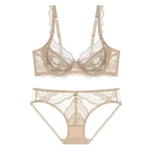 패션 숙녀 울트라 얇은 레이스 란제리 세트 빅토리아 스타일 소프트 언더 와이어 푸시 업 수집 리프트 언패딩 통기성 착용