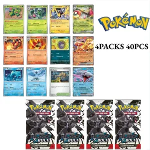 fun 40 Pieces Pokemon Card Pack 4 Sets Sun Moon Violet 151 English Trading Cards Collectible Toys Halloween Gift Fantasy Sci Fi