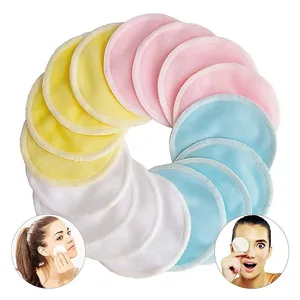 12pcs Reusable Cotton Pads Washable Makeup Remover Discs Washable Round Bamboo Make Up Pads Skin Care Tool HZM06
