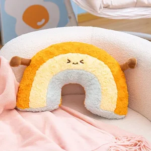 Suloinen sarjakuva Rainbow Pilvi Tyyny Kawaii Täytetyt Tyyny Pehmeä Täyte Kotitoimisto Auton Nukkuma Tyyny Selkänoja Hyviä Lahjoja