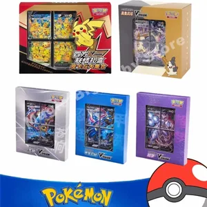 Pokemon Cards Original Trading PTCG Cartoon Quartet Coupling V-UNION Gift Box Pikachu Big Gather Moru Baker Mew-two PTCG
