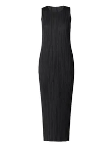 Miyake Pleated 여성 드레스 여름 민소매 긴 클래식 한국 패션 캐주얼 우아한 여성 Lce 워터 블루 비치 드레스 TP5045