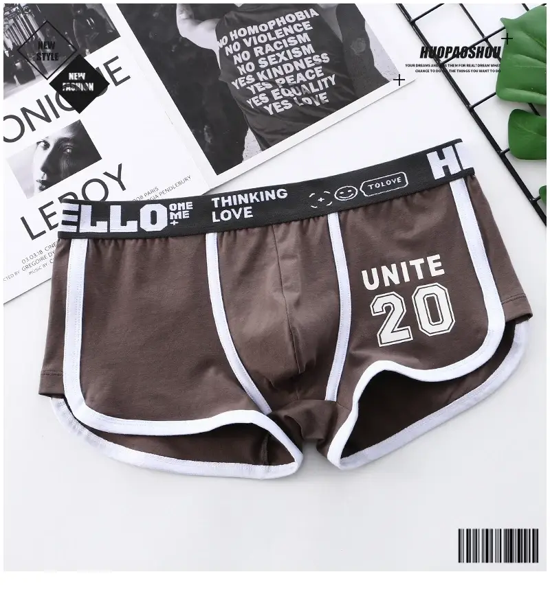 1/3pc Men Underwear Sports Boxer Shorts Cotton Oversized Solid Color Youth Fashion Sports Men's panties Comfortable Breathable