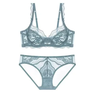 새로운 도착한 여성 울트라 얇은 빅토리아 레이스 푸시 업 세트 소프트 언더 와이어 수집 리프트 언 패딩 컴포트 통기성 란제리 세트