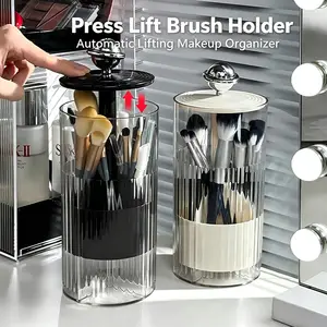 Automatisch opheffende make-upborstelhouder Stofdichte cosmetische organisator Luxe desktopopslagcontainer Make-upborstels Pennenhouder