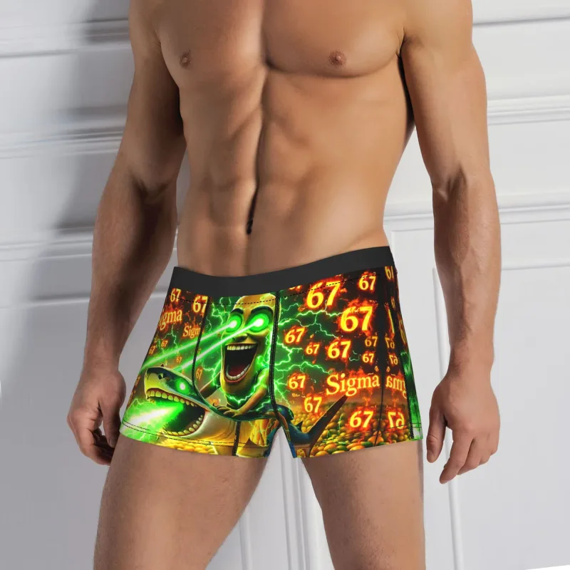 Funny Tung Sahur Riding Tralalero 67 Mango Tuff Meme 속옷 팬티 인쇄 복서 간략한 남성 3D 파우치 Oversize Boxershorts