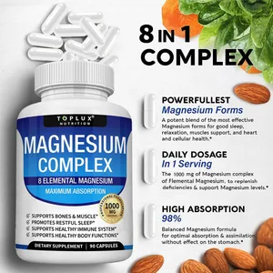 Complexe de magnésium 1000 mg 8 supplément de magnésium élémentaire avec glycinate citrate oxyde aspartate orotate malate taurate haute abs