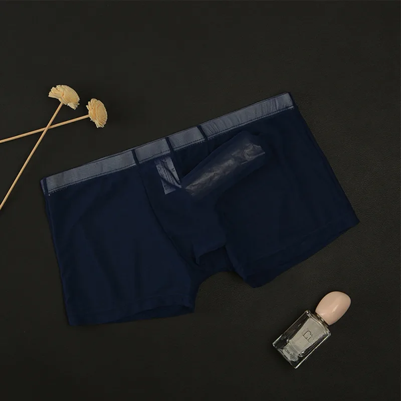 Sexy Mannen Mesh Transparant Lichtgewicht Ondergoed Zien Door Ademende Boxer Slips Slipje Bullet Scheiding Mannelijke Boxer Slipje