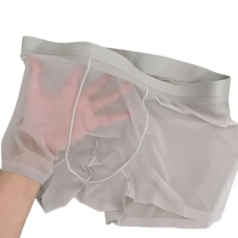 Mannen Boxer Transparant Lichtgewicht Mannen Ondergoed Elastische Mid-Taille U-Convexe Dunne Perspectief Shorts Slips Naadloze Slipje