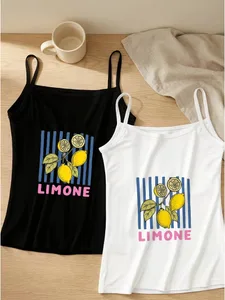 Limone Stripe Lemon Cami Tanks Set Groc Fruit Blau Negre Blanc Roba de dormir Gràfica Club Wear Streetwear Camisa armilla de platja